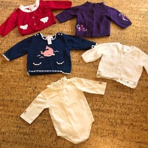 Janie and Jack lot of sweaters & onesie (plus one Gymboree sweater)